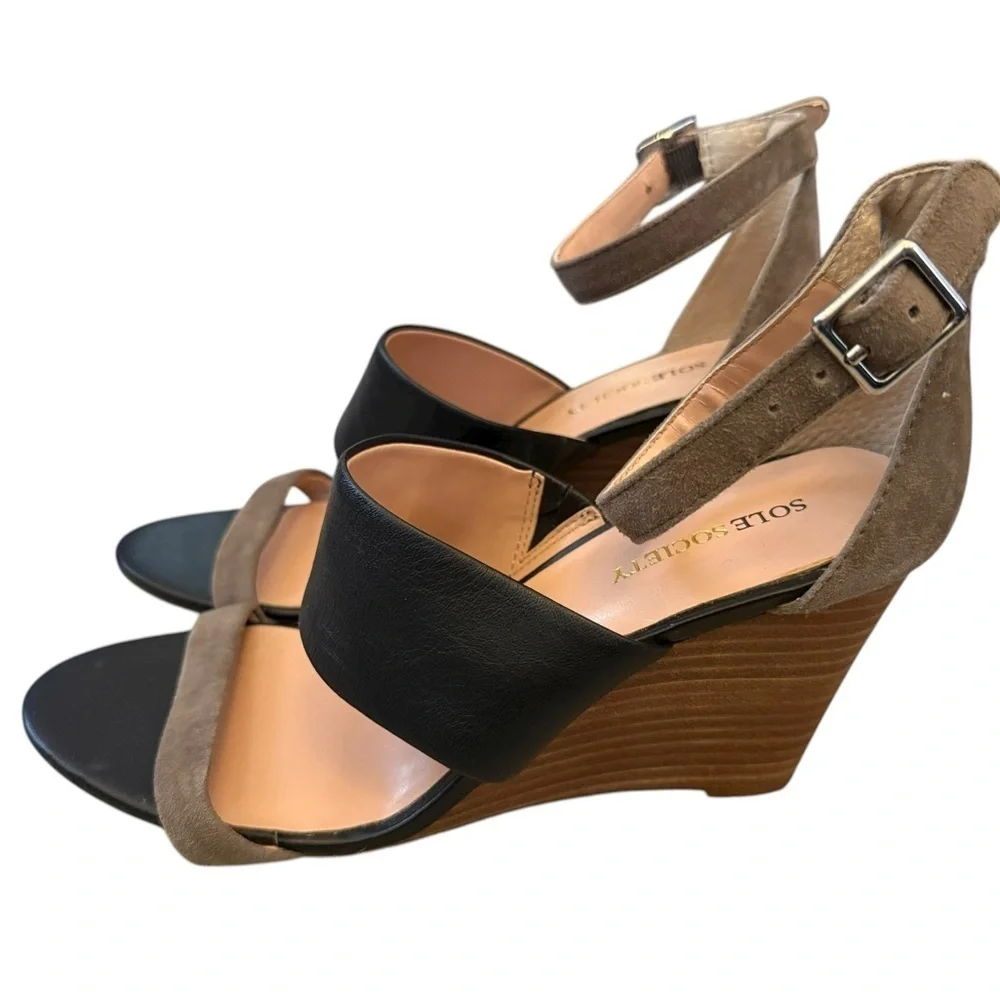 Sole Society Two-Tone Wedge Sandals Size 7 Excellent Condition
